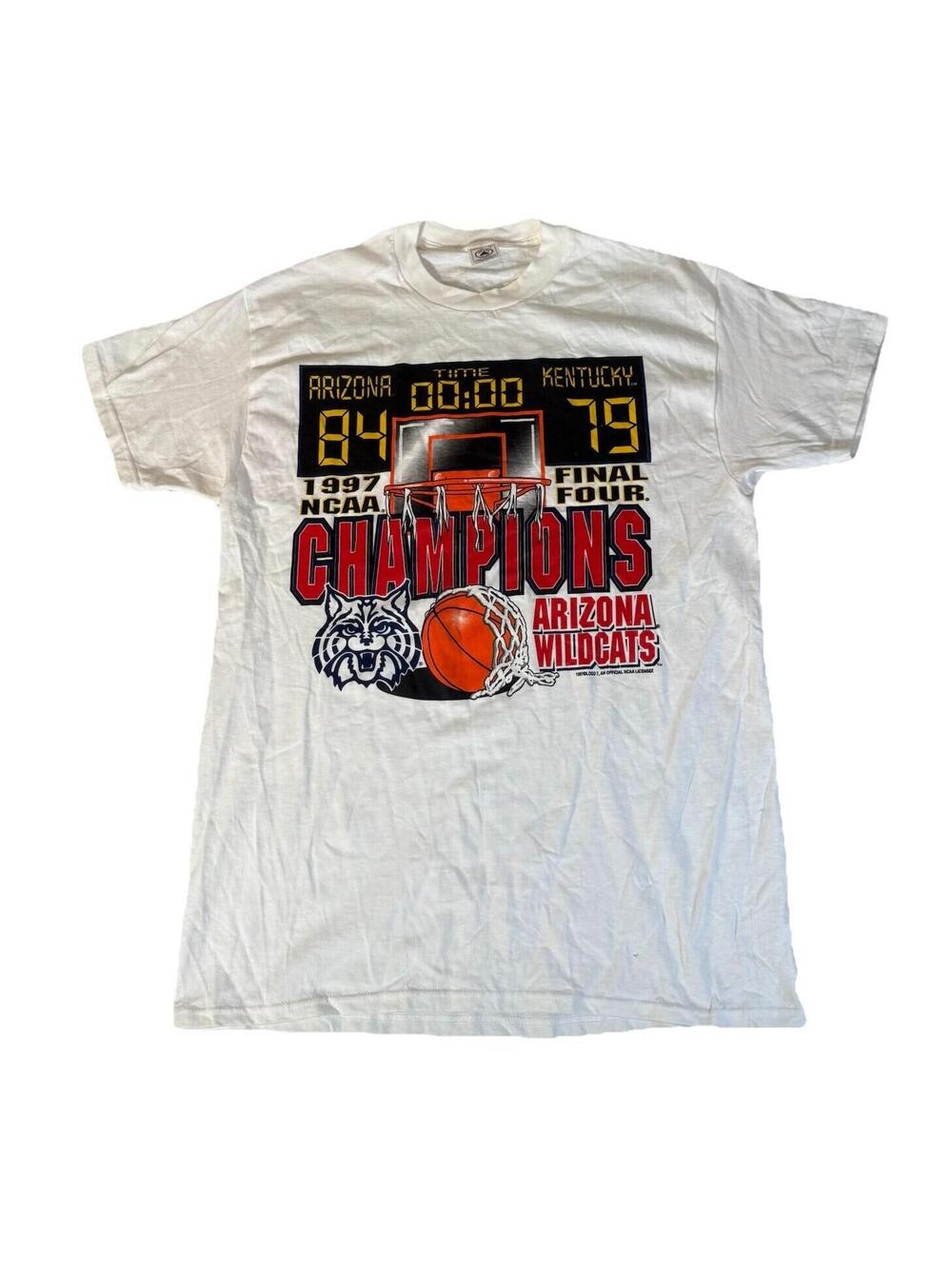 Vintage Arizona Wildcats 1997 NCAA Final Four Champions Large Basketball T-Shirt